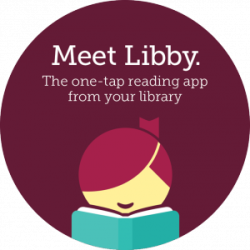 Stylized girl with a ponytail reading a book and smiling. Caption reads Meet Libby. The one-tap reading app from your library